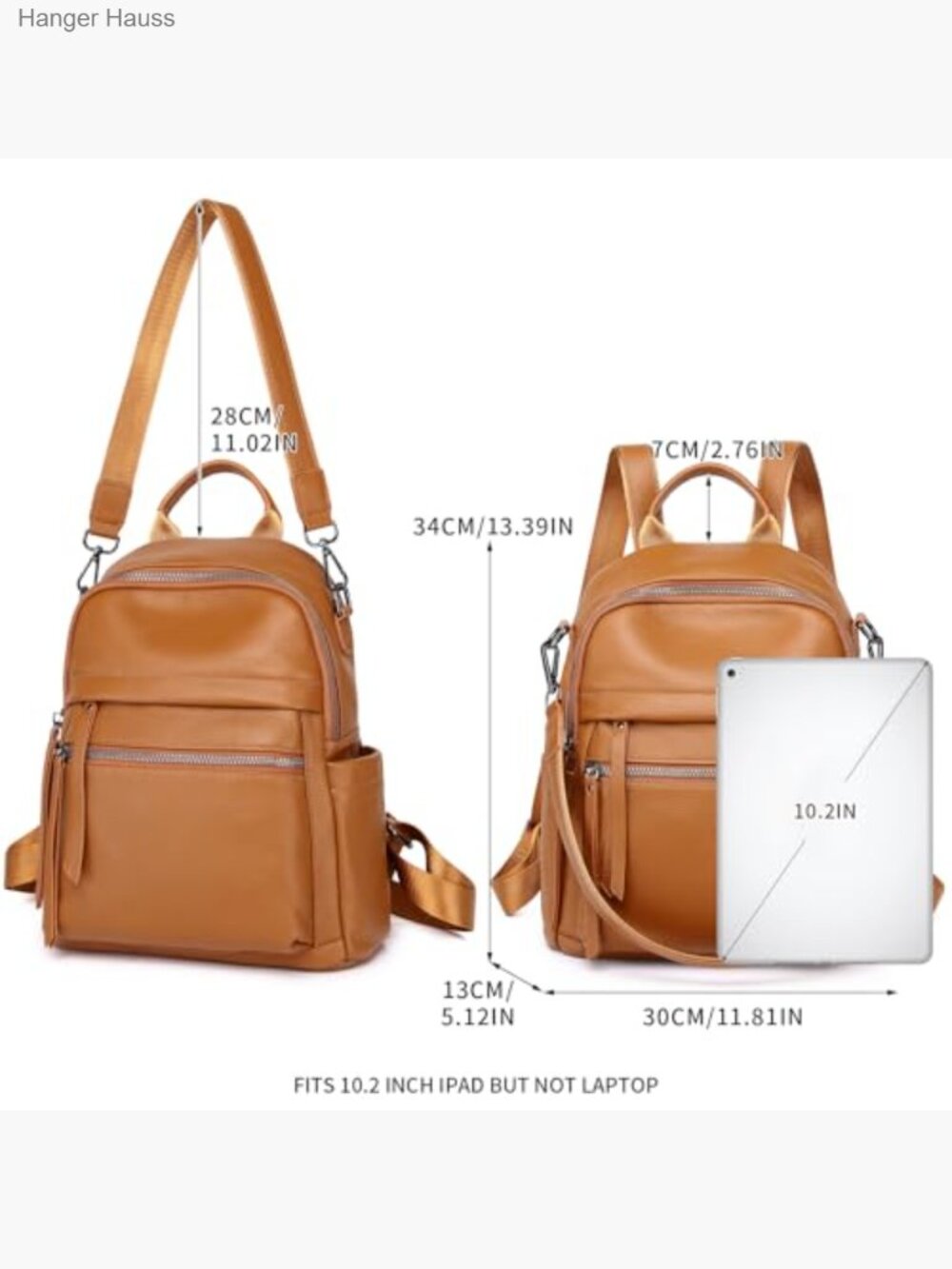 Genuine Leather Backpack Purse Convertible Daypack - Picture 6 of 7